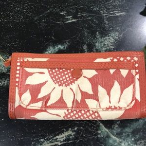 Brick Red Sunflower Lucky Brand Canvas Clutch